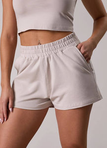 Shorts de Mujer Hechos a Medida, 100% Algodón, Ligeros, Cintura Elástica, Impresión de Logotipo Personalizada, Shorts Casuales de Mujer OEM - Product Image 3