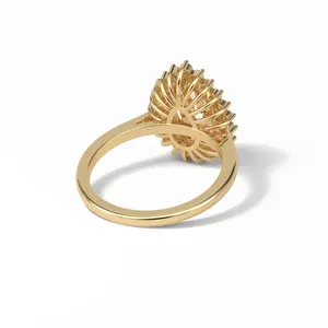 Direct Factory Supply 14K White Gold 0.94 Ct Pear Cut Moissanite Engagement <b>Ring</b> with Pave Setting GRA Certified <b>Indian</b> Exporter - Product Image 2