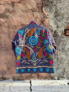 Handcrafted Suzani Denim Jacket: Boho Floral Embroidered Outerwear - Product Image 6
