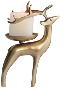 Luxury Set of 3 Metal Designer Candle Holder Gold Polished Pillar Stand with Base Curvy Uper Design Candle Holder - Product Image 2