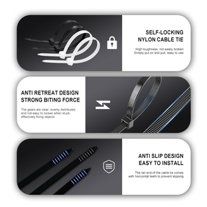 Brida de cable Nylon 66 Bridas de cremallera Abrazadera Naturaleza o alambre negro Brida de cable Correa <span class=keywords><strong>Zap</strong></span> - Product Image 6