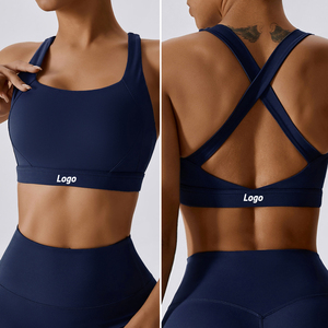 Soutien-gorge de sport pour femmes avec dos croisé logo personnalisé OEM soutien élevé évacuation de l'humidité Gym Yoga vêtements de sport Fitness soutien-gorge athlétique - Product Image 1
