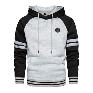 Sudadera con capucha de manga larga para hombre, tela 100% reciclada, color blanco, suave, transpirable, con bolsillo de canguro - Product Image 1