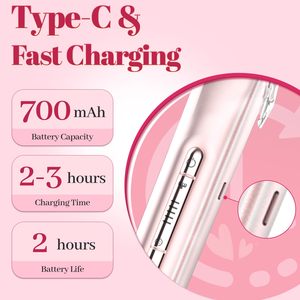 Rasoir électrique 2-en-1 double tête pour femme, recharge USB-C, tondeuse corporelle étanche avec tondeuse bikini pour le pubis, le visage, les aisselles et les jambes - Product Image 6