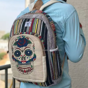 กระเป๋าเป้สะพายหลังพร้อมซิปทำจากผ้าฝ้ายทำจากปอ100% ธรรมชาติเป็นมิตรต่อสิ่งแวดล้อมใช้ในชีวิตประจำวันใหม่ขายดีที่สุด - Product Image 3