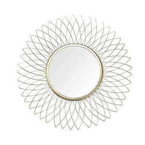 Miroir mural en métal de luxe haut de gamme, design feuille décoratif, pour la décoration de la maison, forme ronde, miroir mural en fer fait à la main, décoration - Product Image 3