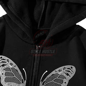 Nouveauté : Sweat-shirts à capuche pour hommes en coton 100% avec strass, couleur unie, style basique, vente en gros - Product Image 6