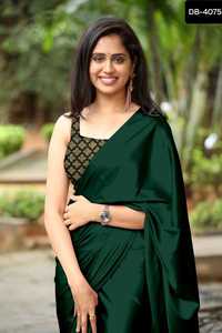 La última ropa india, blusa de Jacquard Sari de seda satinada elegante, traje de fiesta para Salwar Kameez pakistaní con satén liso - Product Image 2