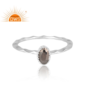 Anillo de piedras preciosas de pirita Natural de Plata de Ley 925, joyería personalizada para mujer, regalo para ella - Product Image 3