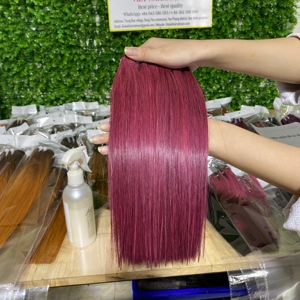 มัดผมตรงแบบมัดผมตรงและปิดผมมนุษย์ผมสีน้ำตาลอมแดง - Product Image 1