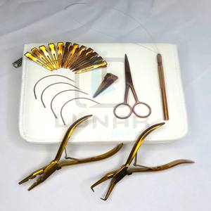 Kit d'outils d'extension de cheveux en acier inoxydable or rose Plasma I Tip avec crochet à boucle Pince à cheveux avec filetage en boîte Aiguilles en forme de C - Product Image 1