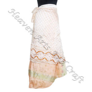 <b>Skirts</b> Vintage 2 Layer Silk Sari Magic Wrap Around <b>Skirts</b> Dress 2 Layer <b>Reversible</b> Magic Silk Saris Wrap Long <b>Skirt</b> Length - Product Image 2