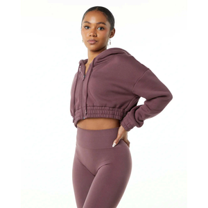 Automne classique femmes sweat à capuche zippé 55% coton 45% Spandex surdimensionné goutte épaule Style avec motif 3D sweat Fit - Product Image 3