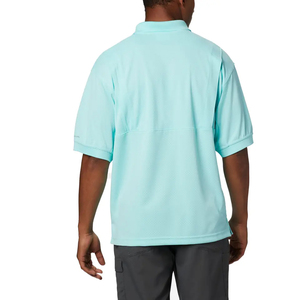 Venta al por mayor calidad 100% algodón Polo abotonada camisa de manga corta cuello vuelto transpirable Unisex ligero Polo camisetas - Product Image 3