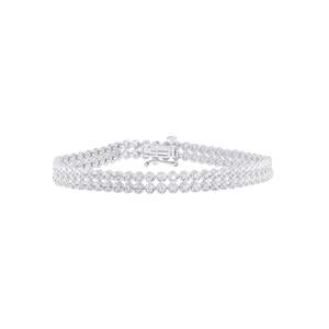 Bracelet tennis double rang en argent sterling avec diamants taille ronde pour femmes - Product Image 3