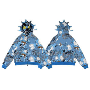 Sweat à capuche personnalisé en coton pour hommes pull-over à capuche imprimé bouffant sweat-shirt personnalisé en mousse solide motif tenue décontracté pour hommes à capuche - Product Image 5