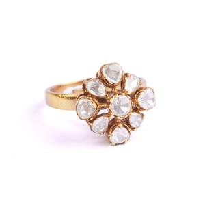 Exquisite Gajaah 925 Sterling <b>Silver</b> "Trio Elegance" Polki Diamond <b>Statement</b> <b>Ring</b> Bridal Jewellery Engagagement Party Wear - Product Image 2