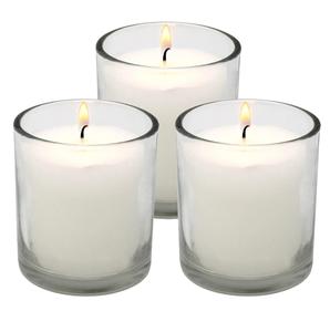 Bougies votives en verre non parfumées blanches Pot en bois sans fumée à combustion longue pour les occasions de Noël - Product Image 1