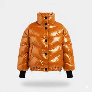 Factory Direct <b>Women</b> Winter Puffer Jacket Custom Logo Long Sleeve <b>Lightweight</b> Warm Puffer <b>Coat</b> - Product Image 3