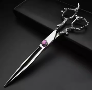 Ciseaux de coiffure professionnels en acier inoxydable allemand, 5,5 pouces, avec poignée Dragon noire et élégante, à vis fantaisie - Product Image 3