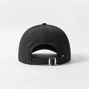 Casquette personnalisée perforée au laser, noire et jaune, en maille, réglable, six panneaux, décontractée, respirante, imperméable, impression sérigraphique, unisexe - Product Image 3