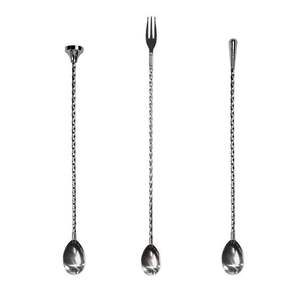 Cuchara de barra de lágrima, barra agitadora de acero inoxidable limpia, para bares de doble cabeza Spork/tiendas de té de leche/restaurantes, etc. - Product Image 5