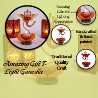 Support de bougie chauffe-plat en fer Ganesha pour décoration intérieure, festival, Puja, Mandir, centre de table, cadeau spirituel en métal pour mariage