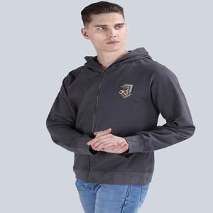 Sweat à capuche surdimensionné et décontracté en polaire pour hommes, logo uni, imprimé avec fermeture à glissière sur le devant, sweat à capuche en poly coton vierge, vente de stock - Product Image 2