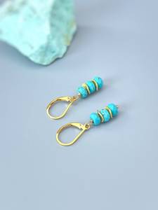 Piedras preciosas turquesas de alta calidad, hechas a mano, ligeras, para todos los días, joyería de 14K para mujer, Pendientes colgantes de piedra natal de diciembre - Product Image 4