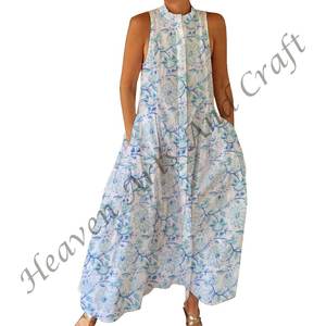2026 <b>Women's</b> Block Printed Jumpsuit with Pockets Stylish O-Neck Casual Wear Boho Resort <b>Outfit</b> Summer Fashion <b>For</b> Spring/Summer - Product Image 3