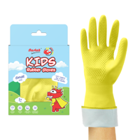 [Caja incluida] 1 par de guantes de goma para niños Little More, guantes para niños, limpieza de platos, jardinería, guantes impermeables para niños