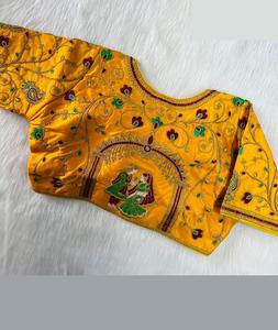 Blusa de seda con bordado pesado para mujer, blusa de seda de estilo indio y paquistaní, lista para usar, bordada, multicolor - Product Image 1