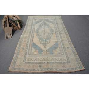 Alfombra Turca Vintage de Lana Azul, 5x9.1 pies (151x278 cm) - Product Image 1