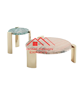 Table basse en métal de conception accrocheuse avec dessus en marbre italien Table centrale de meubles de salon de bureau à domicile - Product Image 1