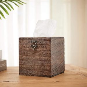 Caja de pañuelos de madera de acacia cuadrada de lujo personalizada al por mayor, cubierta de caja de pañuelos para baño, dormitorio, mesa de cena, oficina, cocina - Product Image 3