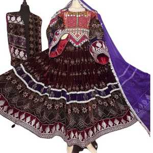 ชุดเดรสสไตล์อัฟกานิสถานแขนยาวสำหรับผู้หญิงเดรสวินเทจของชาวอัฟกานิสถานงานปัก2025คอสูงงานปักลวดลายเรียบง่ายล่าสุดของชนเผ่า - Product Image 1