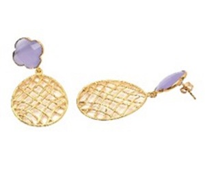 Boucles d'oreilles en forme de trèfle en argent Sterling 925, nouvel arrivage, lavande, calcédoine, pierre précieuse - Product Image 1