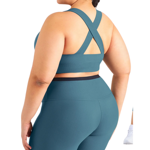 Soutien-gorge de yoga à dos croisé grande taille, respirant, extensible, soutien moyen, soutien-gorge de sport pour femmes rondes - Product Image 2