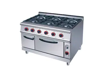 6 Burner Gas Range With Gas Oven Commercial Kitchen Equipment