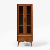 Mueble de baño de madera con vidrio y almacenamiento para el hogar y el Gabinete de baño del hotel Estilo de mediados de siglo