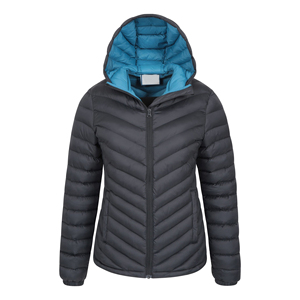 Prendas de abrigo de mujer acolchadas de todos los colores ligeras ajustadas personalizadas chaqueta acolchada con capucha cálida nailon transpirable teñido liso para otoño - Product Image 1