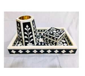 Encensoir artisanal en MDF de pin avec incrustation d'os, motif floral noir antique, écologique, durable, style moderne, taille personnalisée - Product Image 6