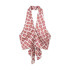 เซ็ตกระโปรงคล้องคอสำหรับฤดูร้อนชุดกันไฟฟ้าสถิตย์ทรงหลวมเอวธรรมชาติสไตล์หวานมีเชือกแขวนคอ - Product Image 5