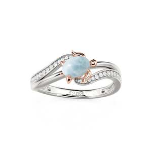 Bague Jeulia Bypass Tortue de mer avec Larimar taille ovale en argent - Product Image 3