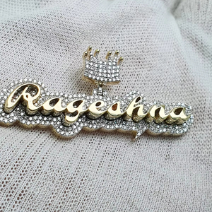 Colgante de mossanita de Plata de Ley 925 hecho a medida, colgante de moissanita VVS, colgante de nombre de diamante helado - Product Image 1