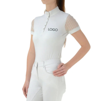 Fabricant en gros, personnalisation de vêtements équestres, tissu respirant, chemises de compétition d'équitation pour femmes, manches courtes