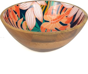 Tazón de masa de madera para servir ensalada de verduras con estampado de esmalte personalizado, ensaladera al por mayor de madera grande, tazón de madera - Product Image 4