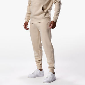 Color sólido 100% algodón gimnasio entrenamiento Fitness hombres chándal conjunto invierno pulóver Sudadera con capucha y pantalones de chándal cuello con capucha - Product Image 4