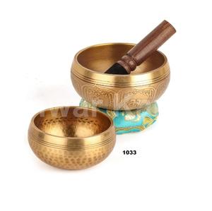 Lot de 2 bols chantants tibétains 100% Ensemble de méditation avec bol sonore fait main pour Yoga Chakra Guérison Méditation Cadeaux - Product Image 1