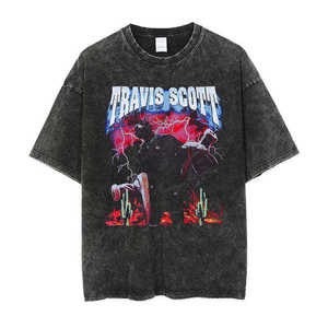 เสื้อยืดคอกลมแขนสั้นผ้า100% เฮฟวี่เวทสไตล์วินเทจสำหรับผู้ชายพิมพ์ลายสกรีนโลโก้ตามสั่ง - Product Image 3
